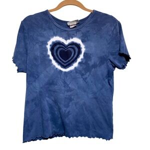 SWAT Heart Graphic Tie Dye Baby Tee Size 18.5 Medium Lettuce Edge Y2K USA Made